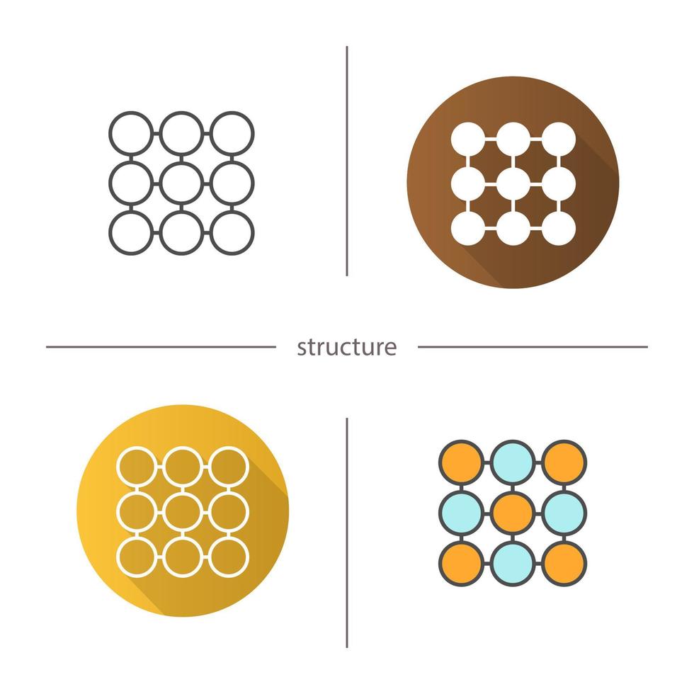 Structure symbol icon. Flat design, linear and color styles. Composition abstract metaphor. Isolated vector illustrations