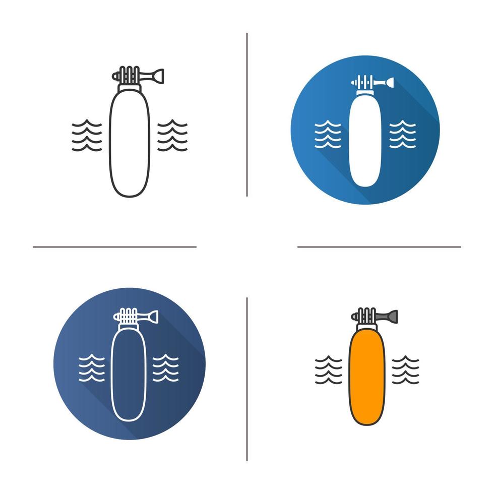 Floating action camera grip icon. Flat design, linear and color styles. Isolated vector illustrations