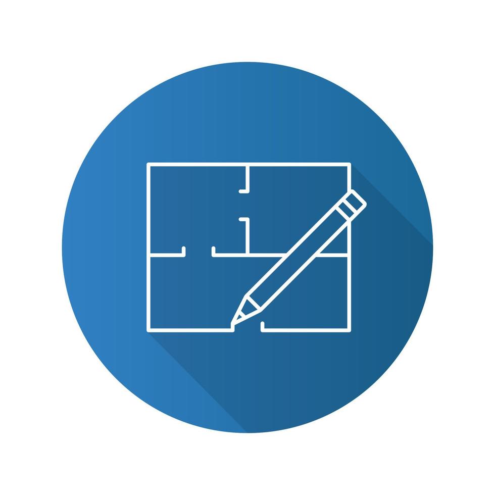 plano de planta plano lineal larga sombra icono. plano plano. símbolo de contorno vectorial vector