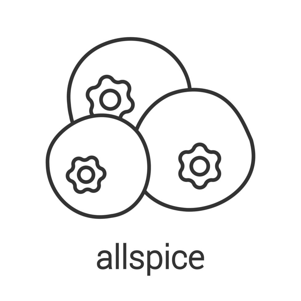 Allspice, pimento linear icon. Thin line illustration. Flavoring, seasoning. Contour symbol. Vector isolated outline drawing