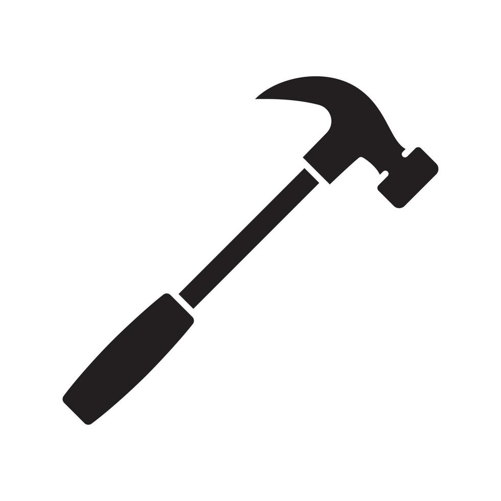 Hammer glyph icon. Silhouette symbol. Negative space. Vector isolated illustration