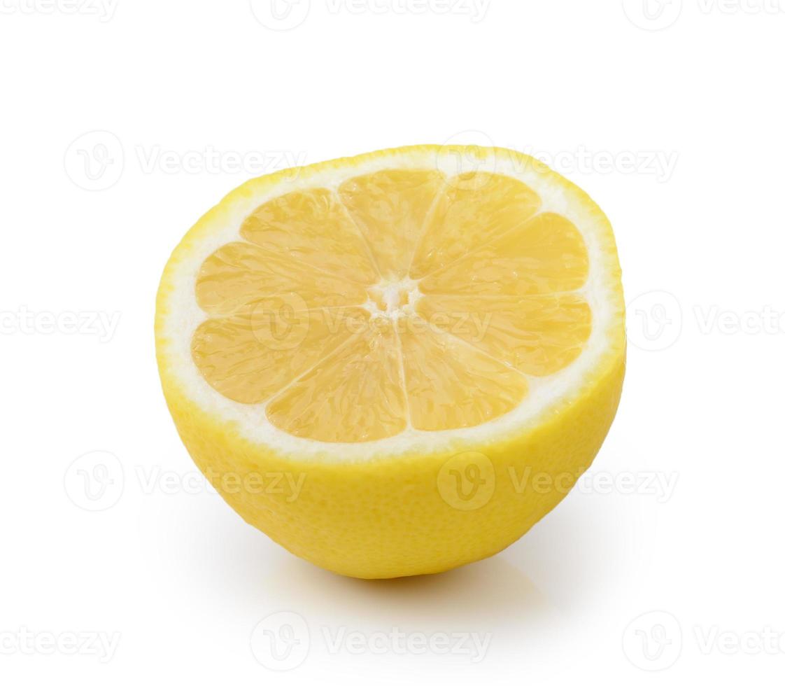 Slice of lemon fruit isolated on white background photo