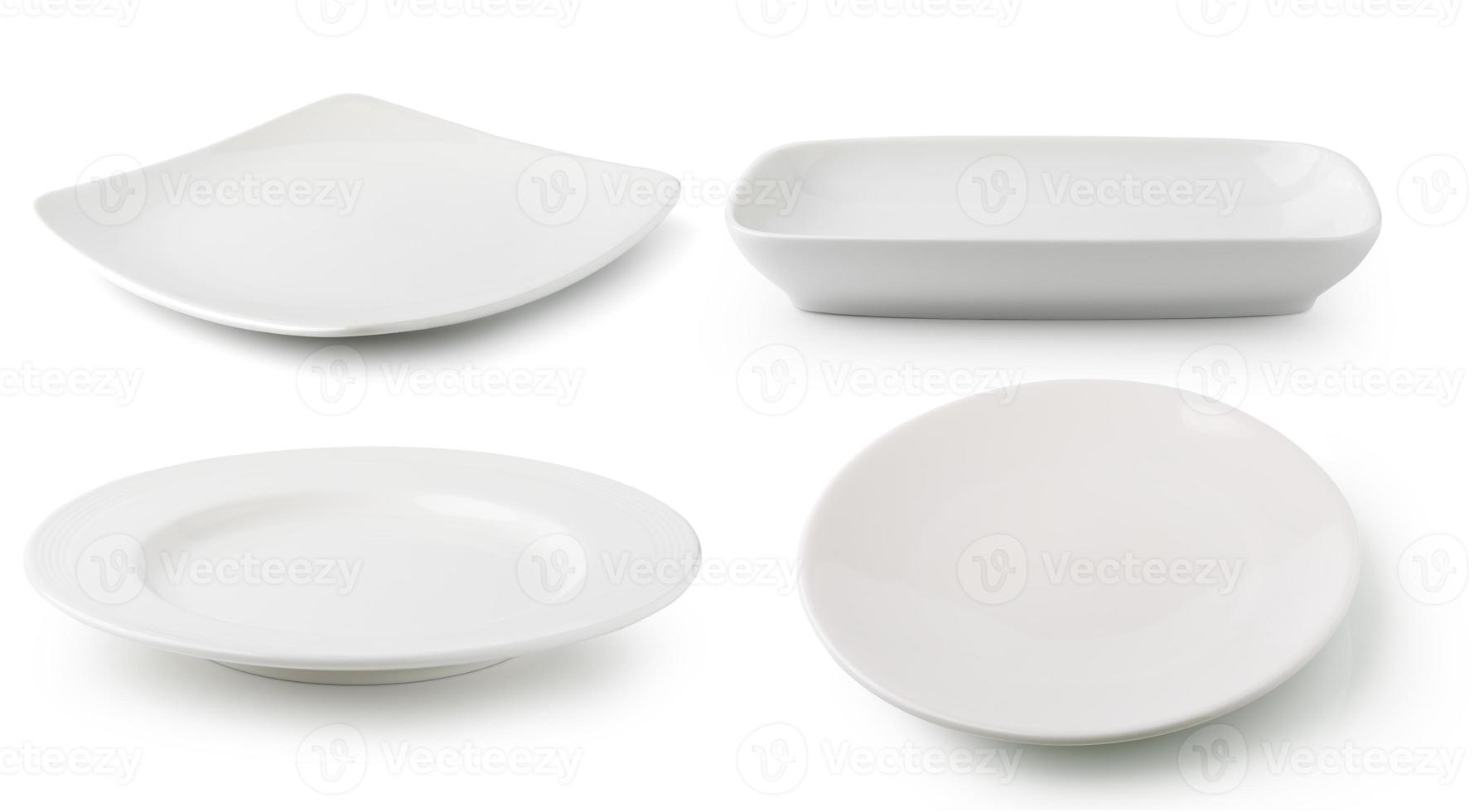 white  ceramics plate isolated on white background photo