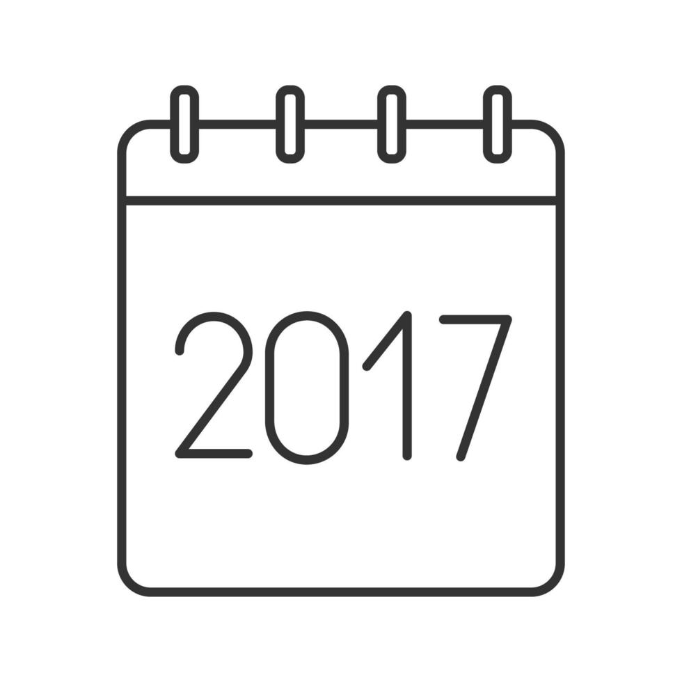 Icono lineal del calendario anual 2017. Ilustración de línea fina. calendario anual con signo de 2017. símbolo de contorno. dibujo de contorno aislado vectorial vector