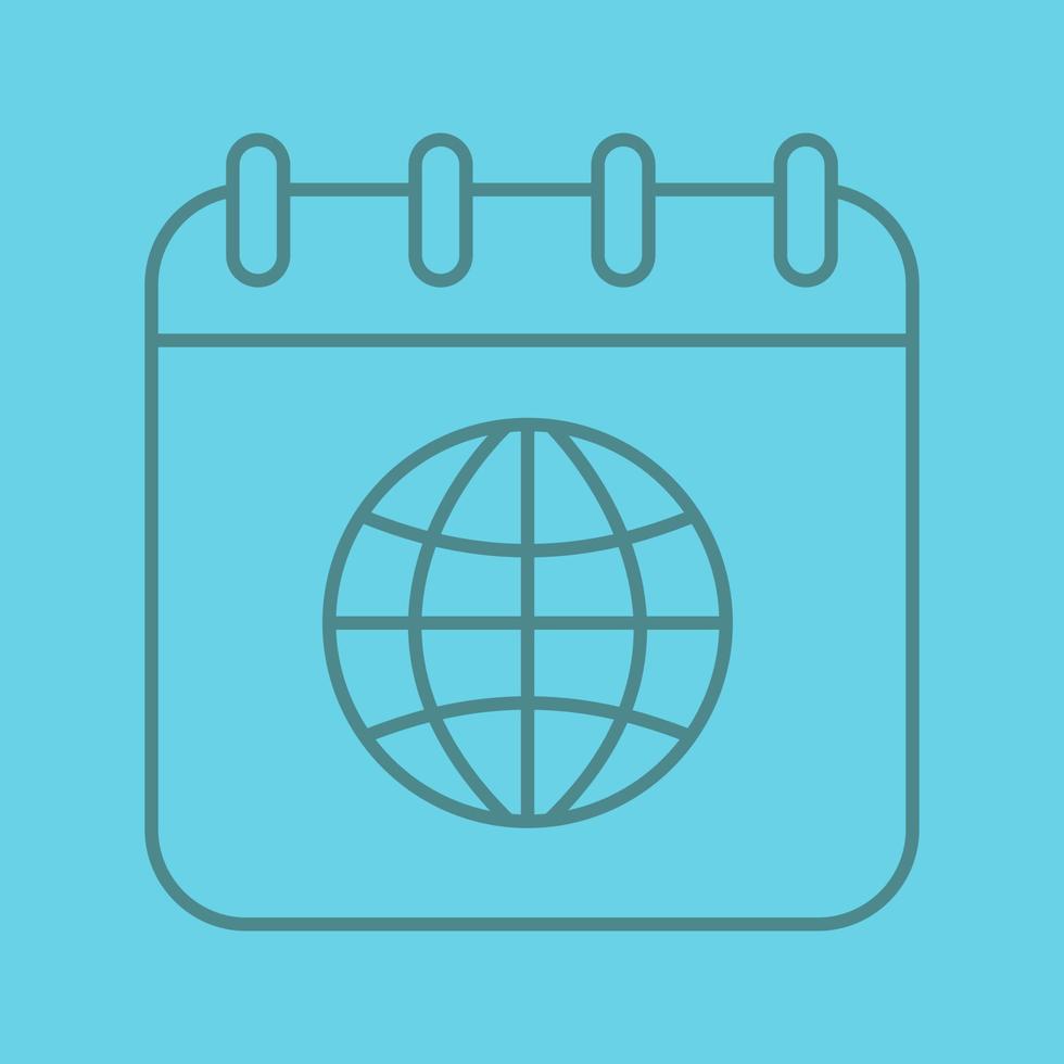 International calendar linear icon. Calendar page with worldwide globe