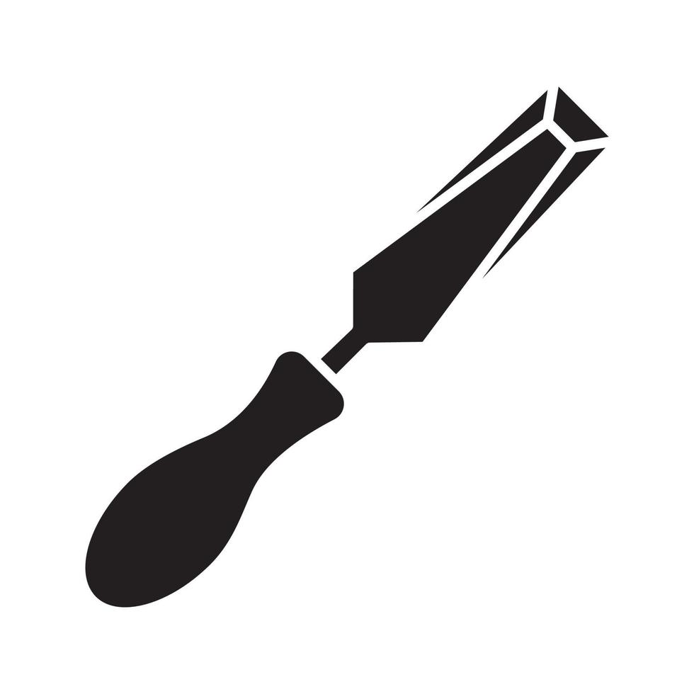 Chisel glyph icon. Silhouette symbol. Negative space. Vector isolated illustration