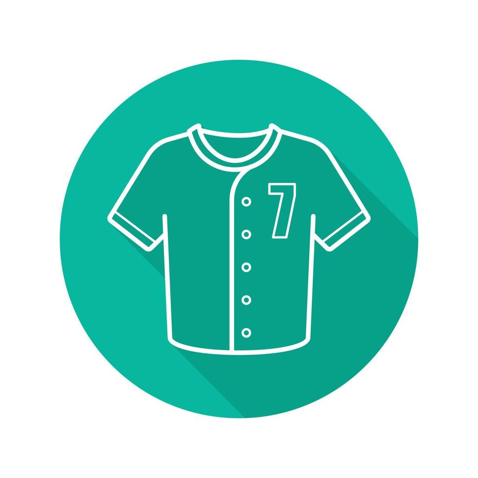 Baseball player's shirt flat linear long shadow icon. Vector outline symbol