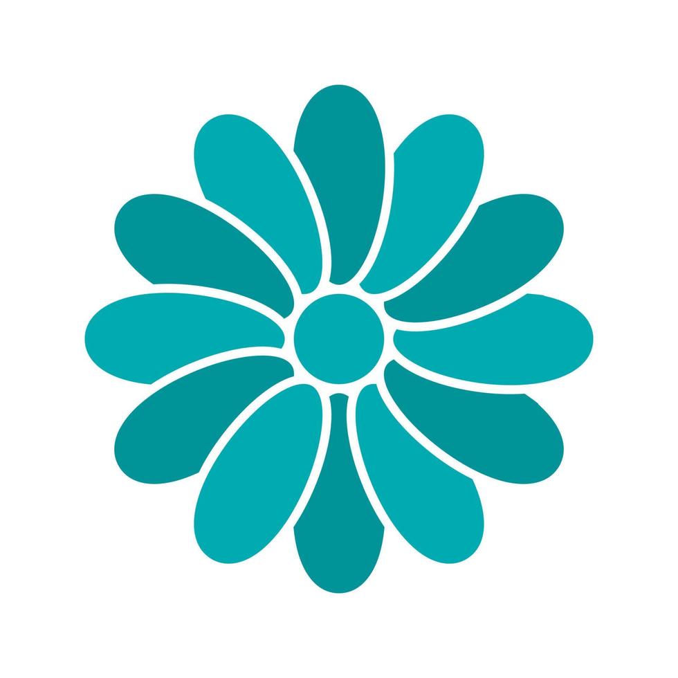 Chamomile head glyph color icon. Silhouette symbol on white background. Negative space. Vector illustration