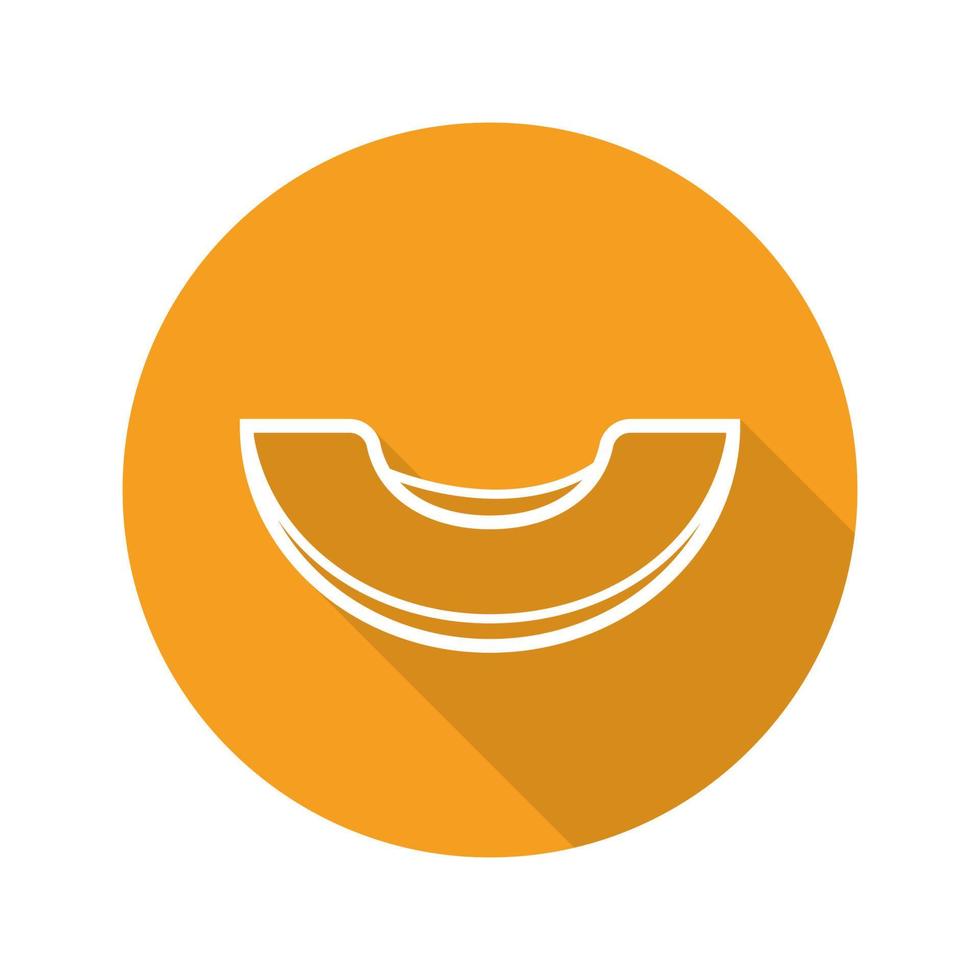 Melon slice flat linear long shadow icon. Vector outline symbol