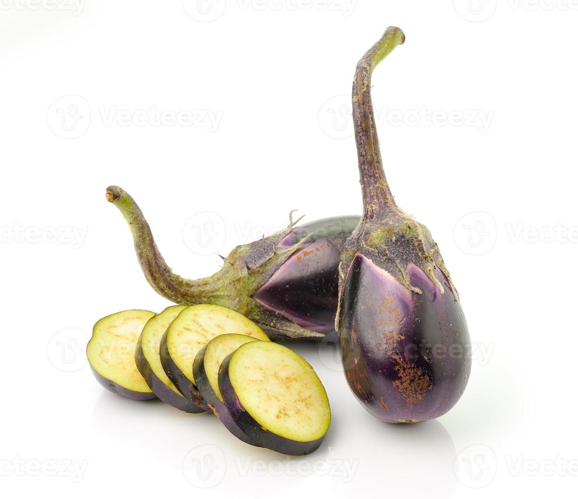 Fine blue eggplant isolated on white background photo