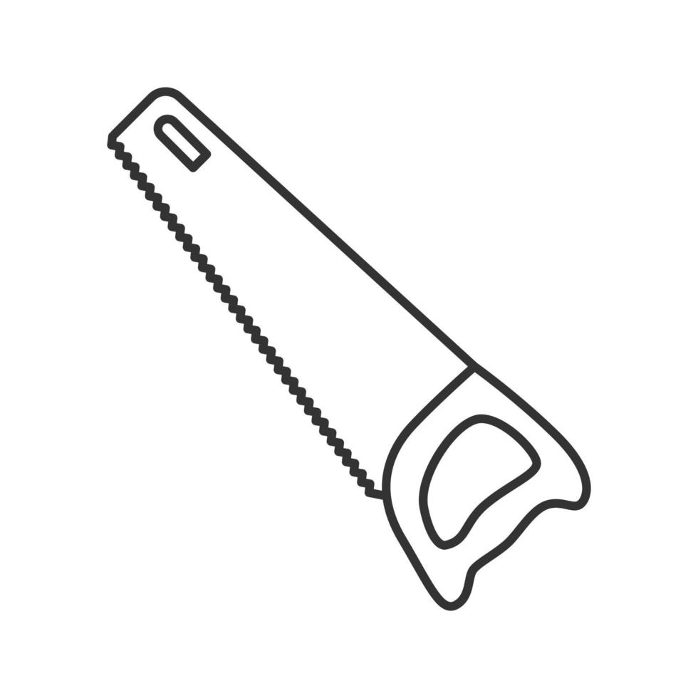 Hand saw linear icon. Thin line illustration. Contour symbol. Vector isolated outline drawing