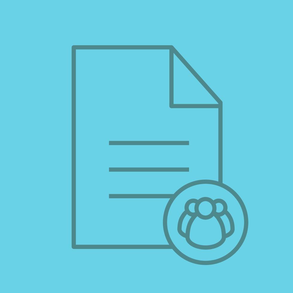 Petition linear icon. Group document. Text file with group of people. Thin line outline symbols on color background. Vector illustration