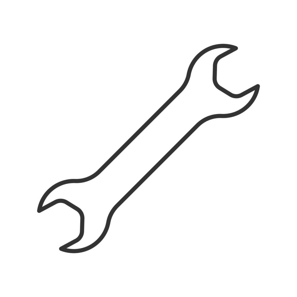 Wrench linear icon. Thin line illustration. Spanner. Contour symbol. Vector isolated outline drawing