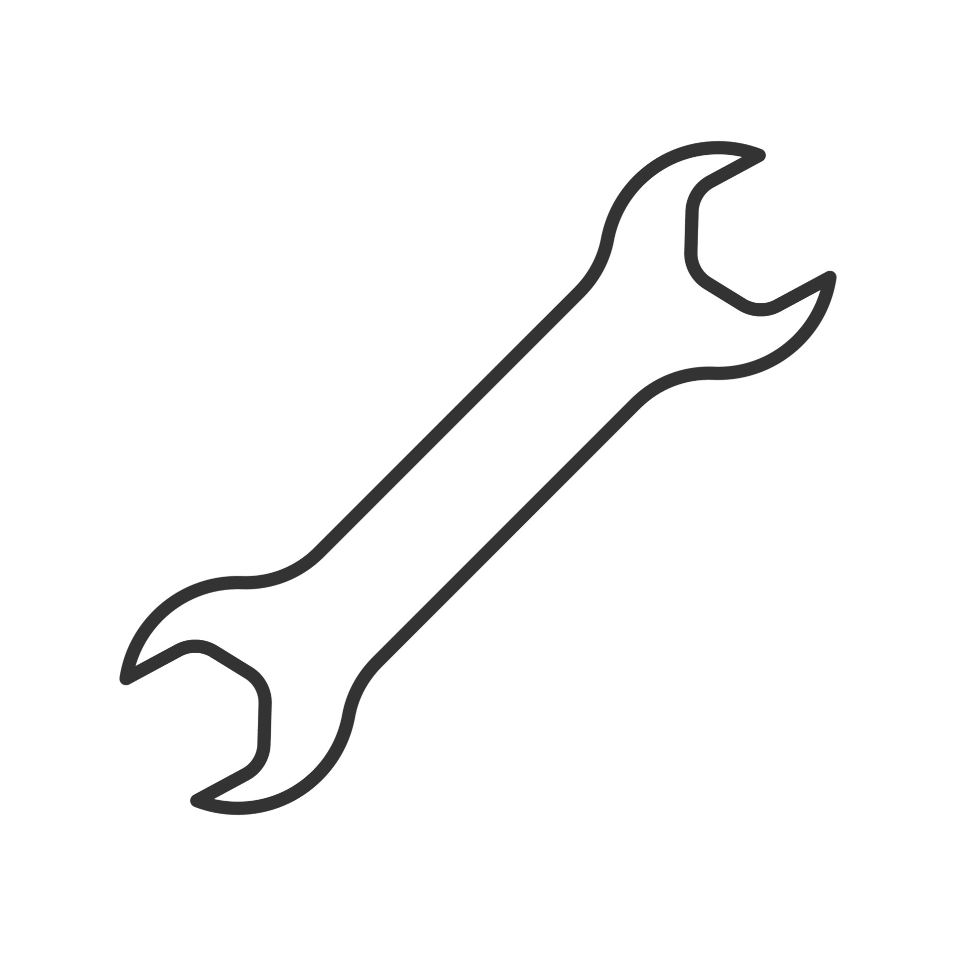 Wrench linear icon. Thin line illustration. Spanner. Contour symbol