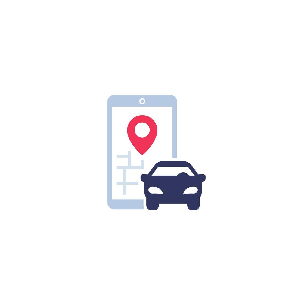 carsharing vector icon with phone and car
