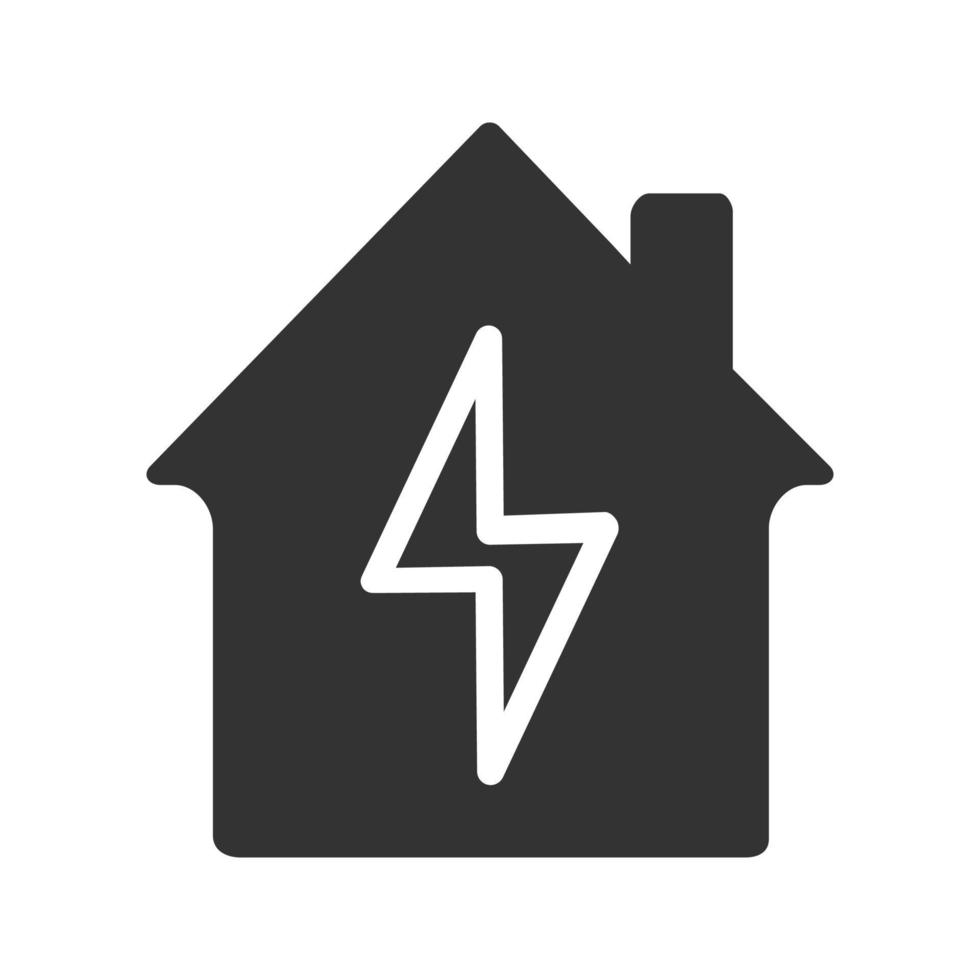 Home electrification glyph icon. Electric utilities. Silhouette symbol. House with lightning bolt inside. Negative space. Vector isolated illustration