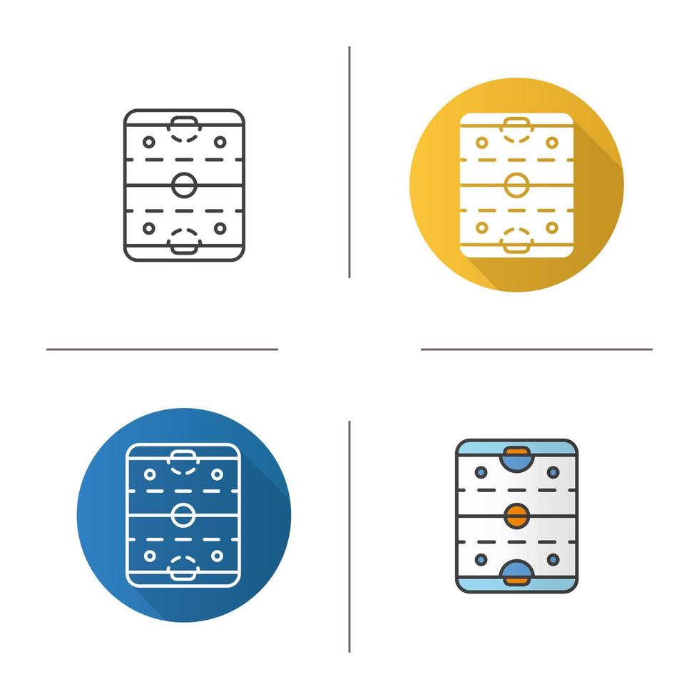 Ice hockey rink icon. Flat design, linear and color styles. Hockey stadium scheme. Isolated vector illustrations