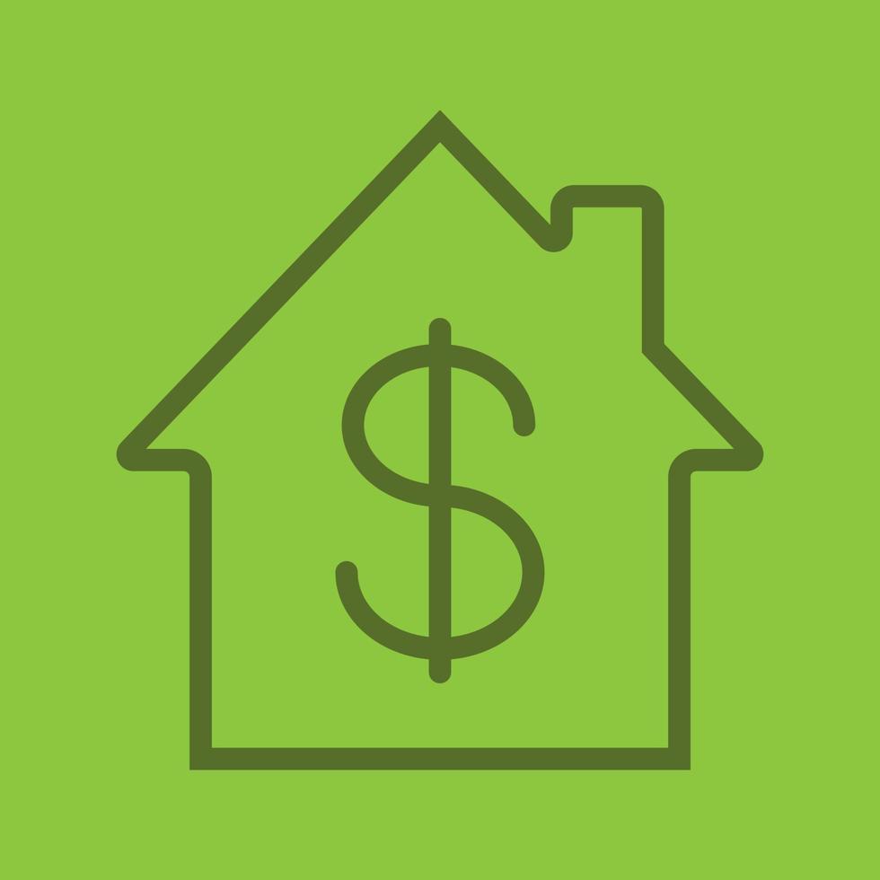 Property purchase linear icon. Real estate market. Home with dollar sign inside. Thin line outline symbols on color background. House for sale. Vector illustration