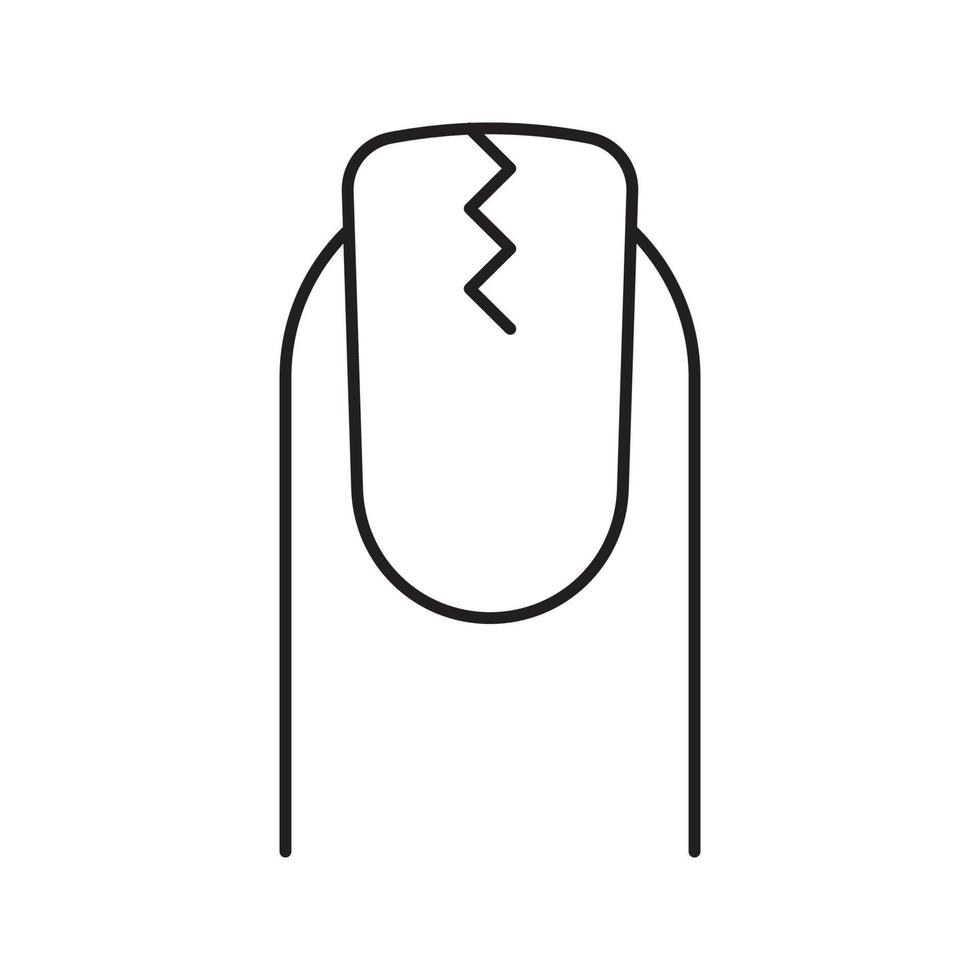 Cracked fingernail linear icon. Thin line illustration. Brittle nail. Contour symbol. Vector isolated outline drawing
