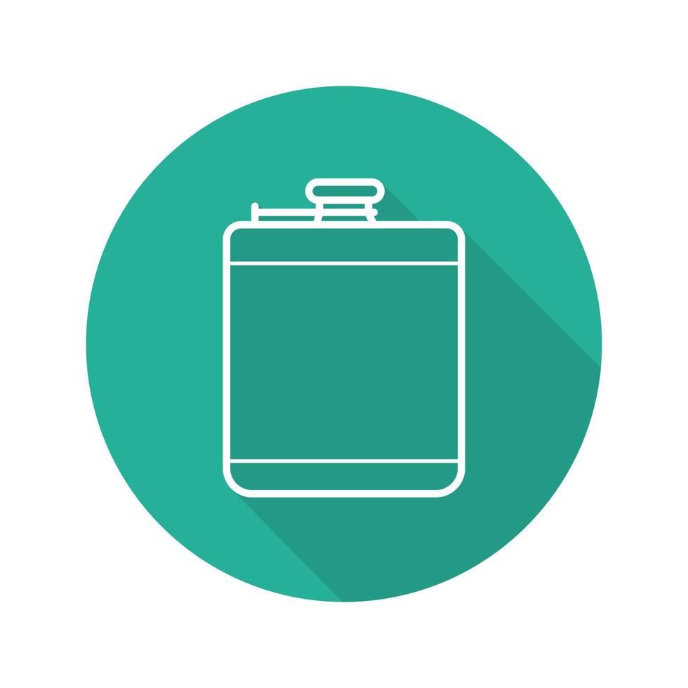 Hip flask flat linear long shadow icon. Alcohol flask. Vector outline symbol