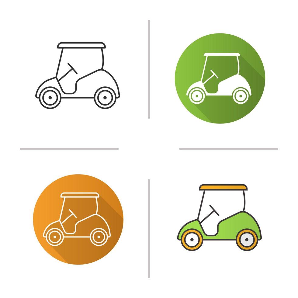 icono de carrito de golf. diseño plano, estilos lineales y de color. ilustraciones vectoriales aisladas vector