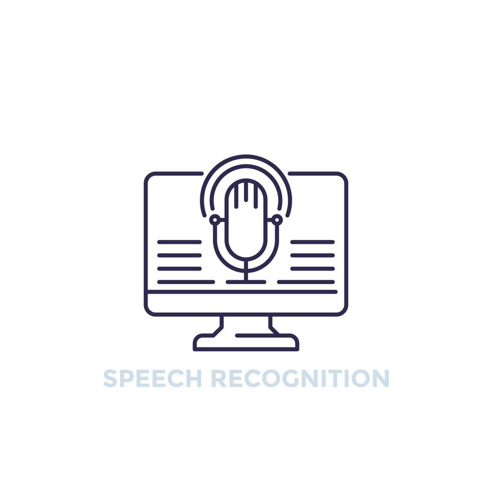 speech recognition vector line icon