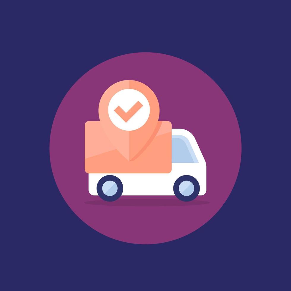 shipping, delivery van icon, flat vector
