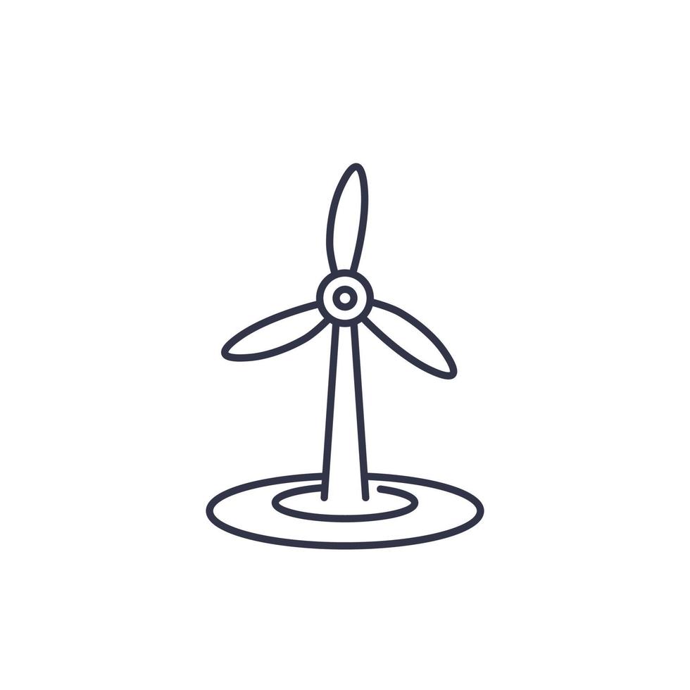 wind turbine icon on white, linear vector