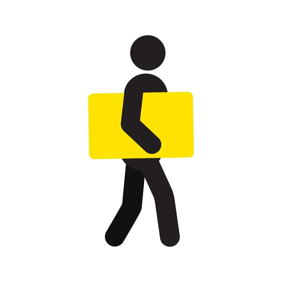 Man carrying rectangular box under arm silhouette. Delivery service. Shipment. Parcel. Isolated vector illustration. Deliveryman, courier