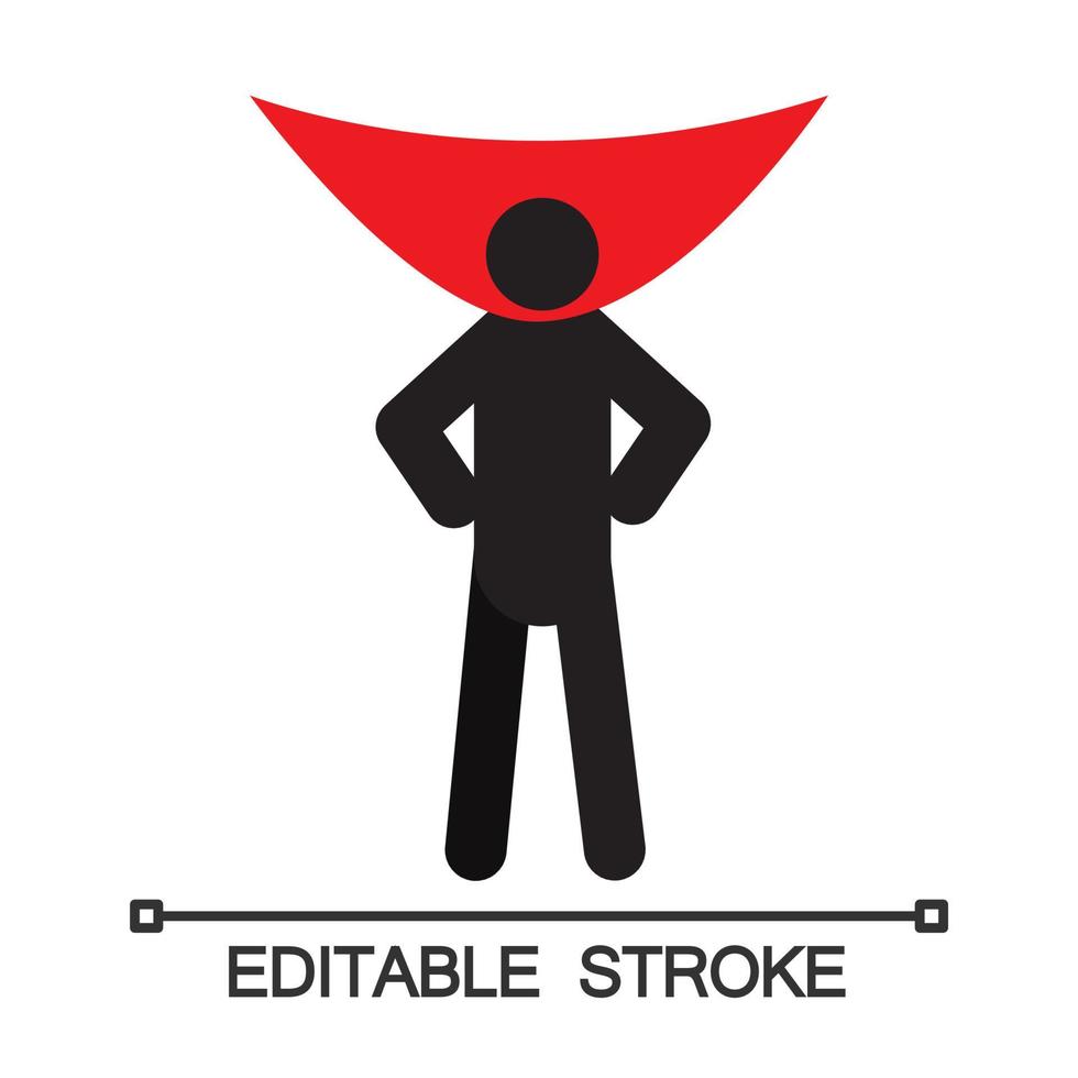 Superman silhouette. Hero. Man in red cape. Overman. Isolated vector illustration