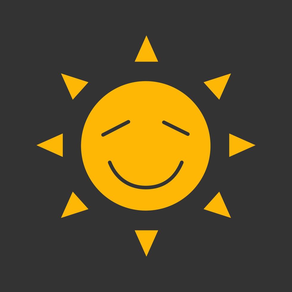 Happy sun smile glyph color icon. Smiley sun face with