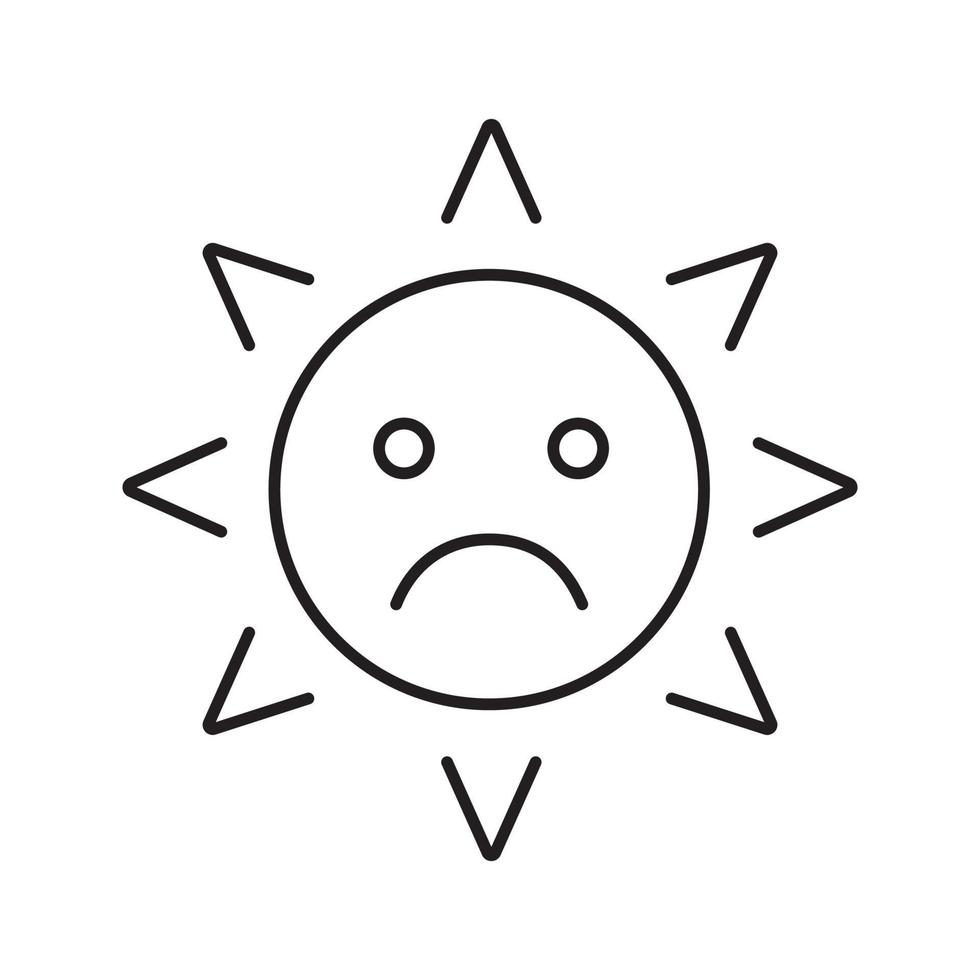 Sad sun smile linear icon. Bad mood thin line illustration. Emoticon contour symbol. Vector isolated outline drawing