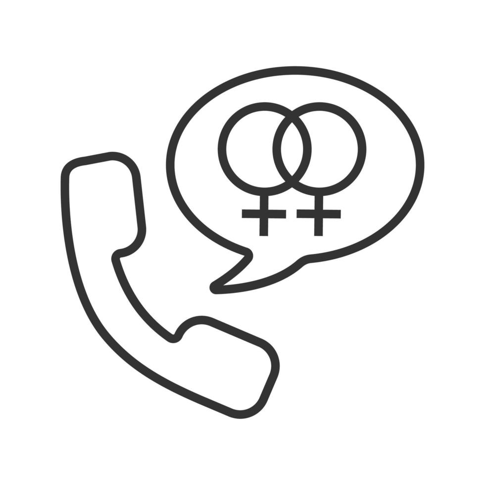 auricular con signos de mujer entrelazados dentro de la burbuja del discurso. icono lineal. Ilustración de línea fina. símbolo de contorno de lesbianas. dibujo de contorno aislado vectorial vector