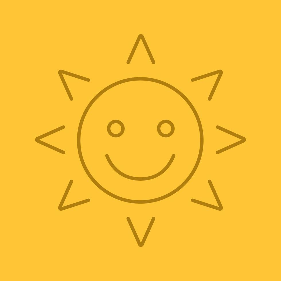 icono lineal de sonrisa de sol feliz y divertido. emoticon. buen humor. símbolos de contorno de línea fina sobre fondo de color. Hora de verano. ilustración vectorial vector