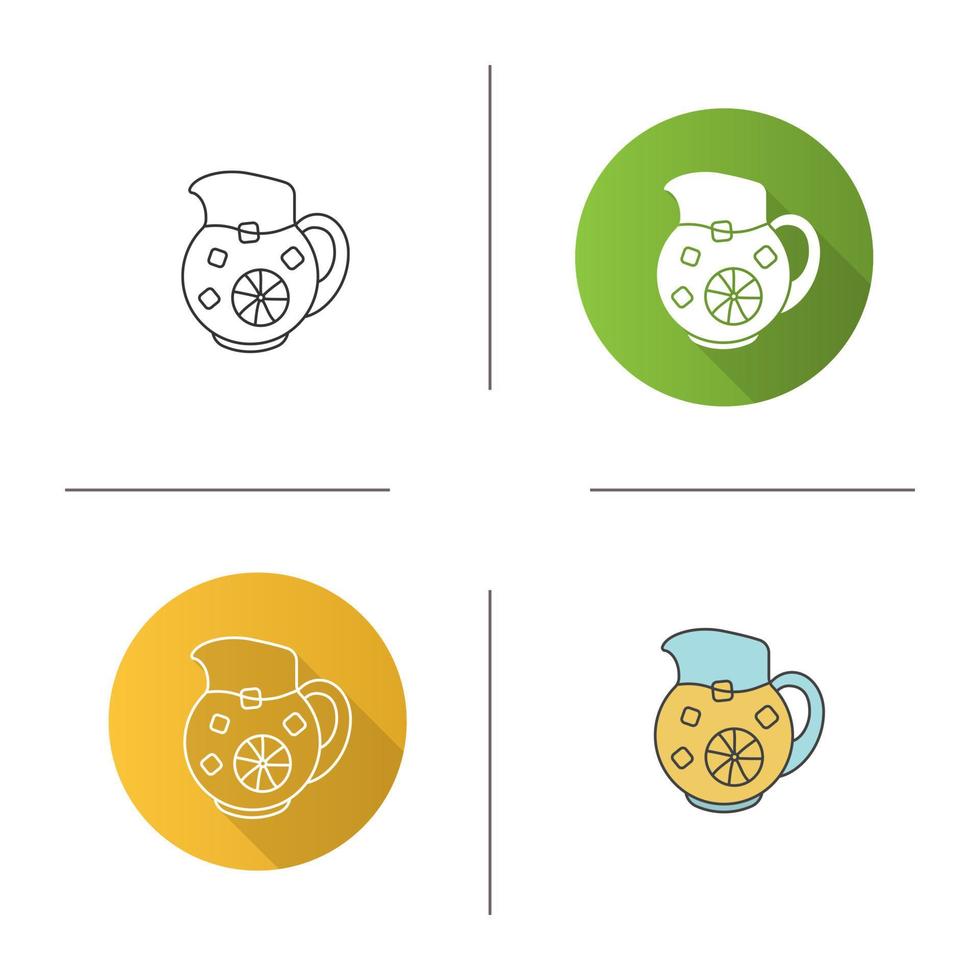 Lemonade jug icon. Flat design, linear and color styles. Isolated vector illustrations