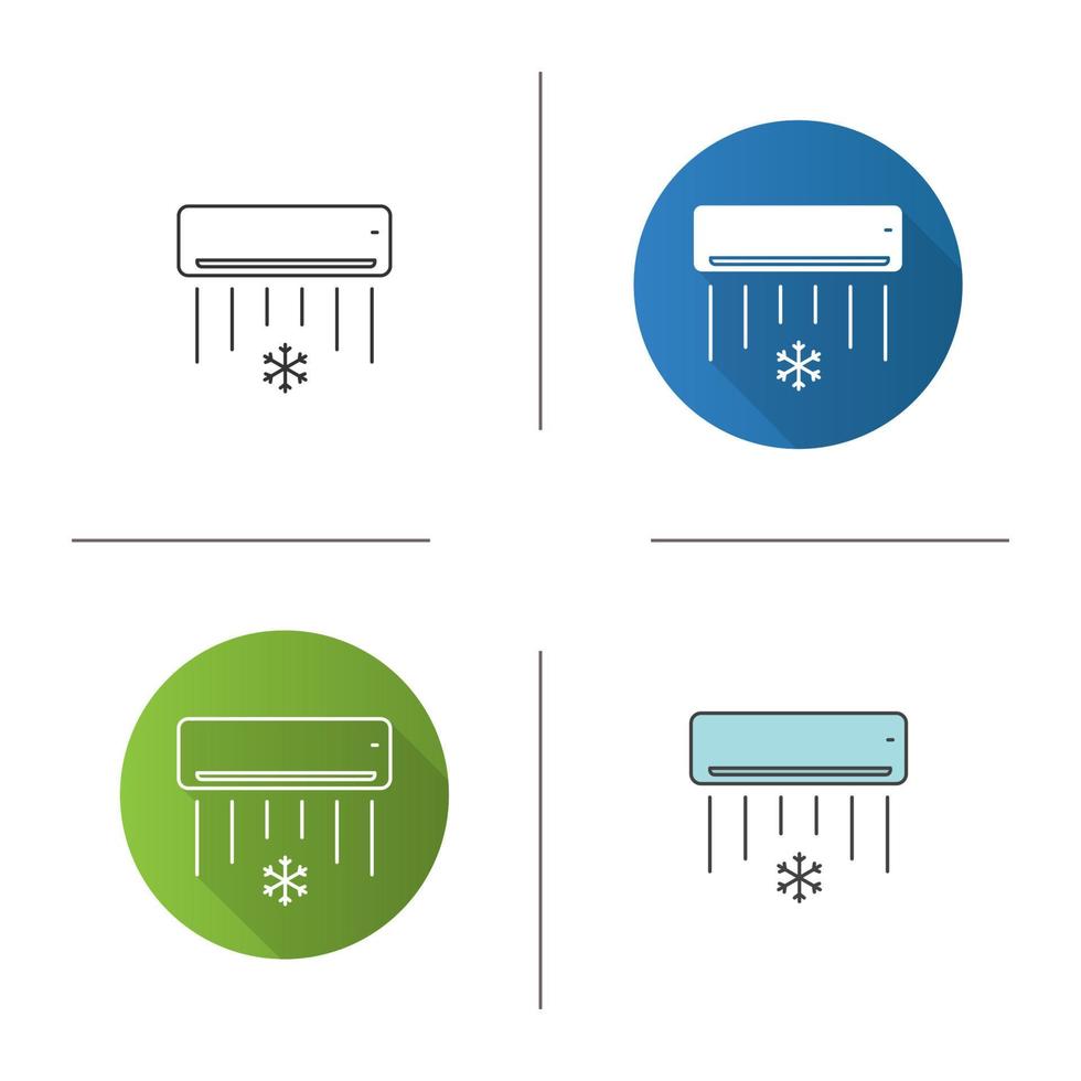 Air conditioner icon. Flat design, linear and color styles. Isolated vector illustrations