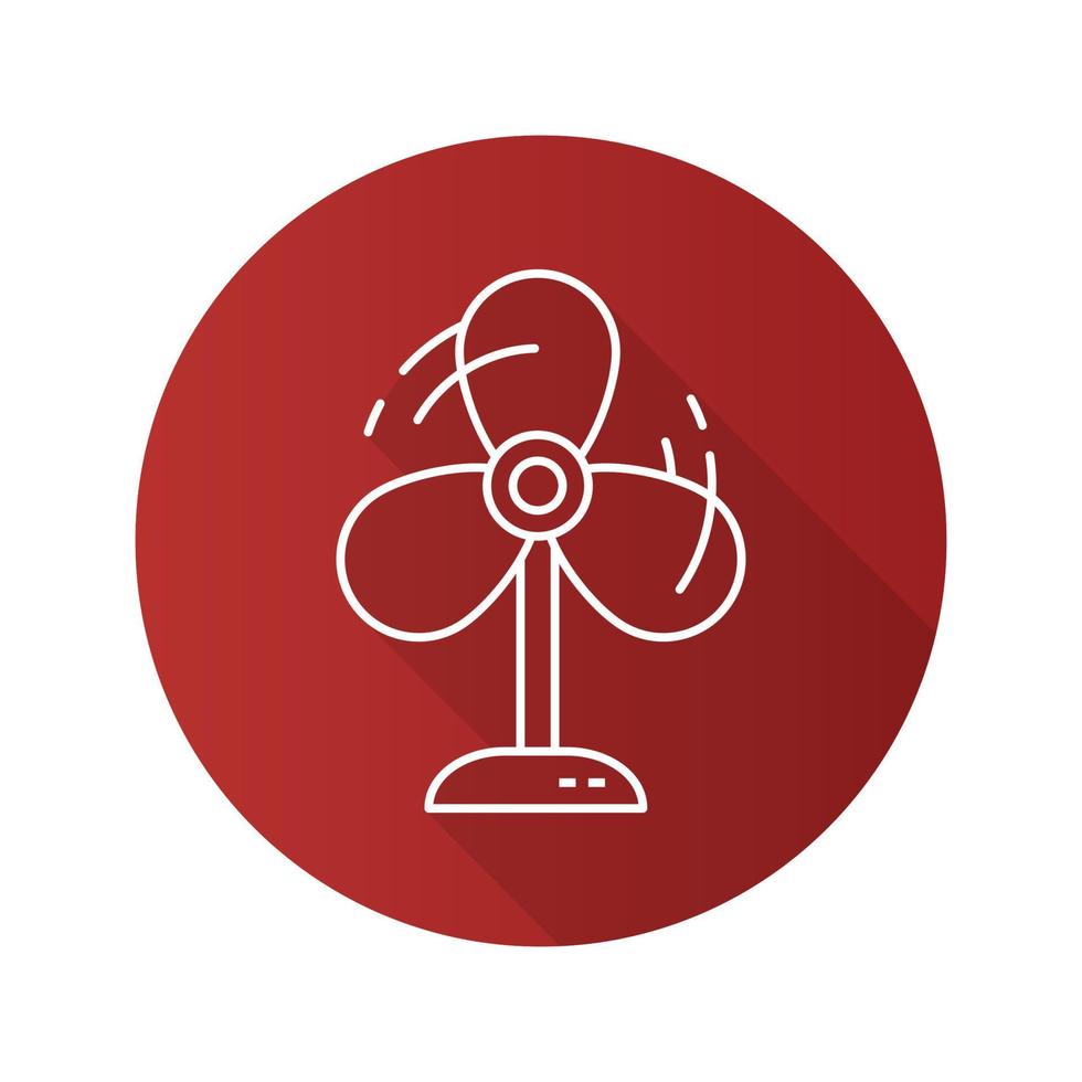 Fan flat linear long shadow icon. Ventilator. Vector outline symbol