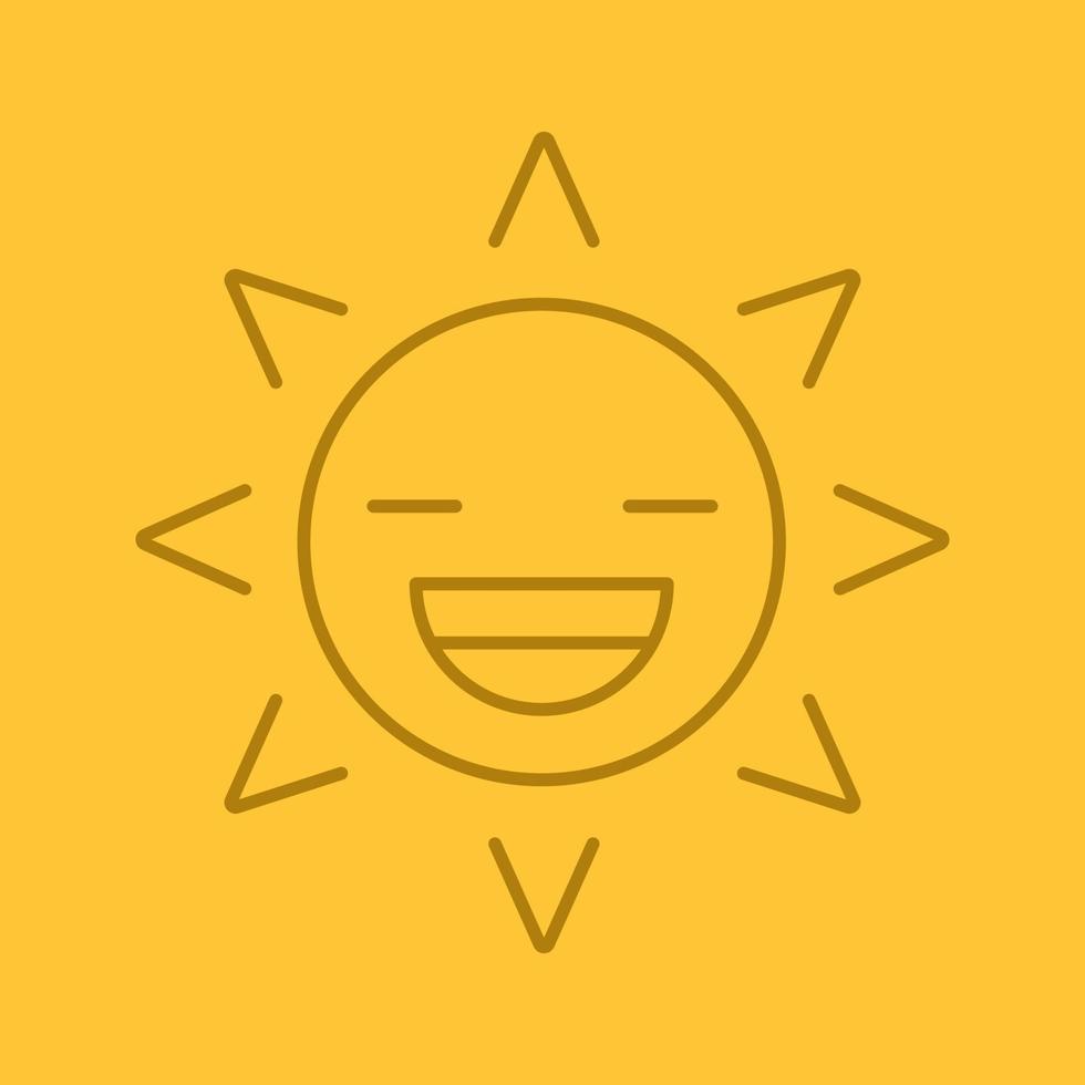 icono lineal de sonrisa de sol riendo. buen humor. símbolos de contorno de línea fina sobre fondo de color. cara de sol feliz con amplia sonrisa y ojos cerrados. ilustración vectorial vector