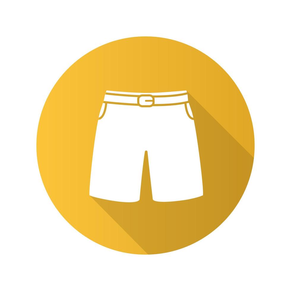 icono de glifo de larga sombra de diseño plano de bañador. pantalones cortos deportivos. ilustración de silueta de vector