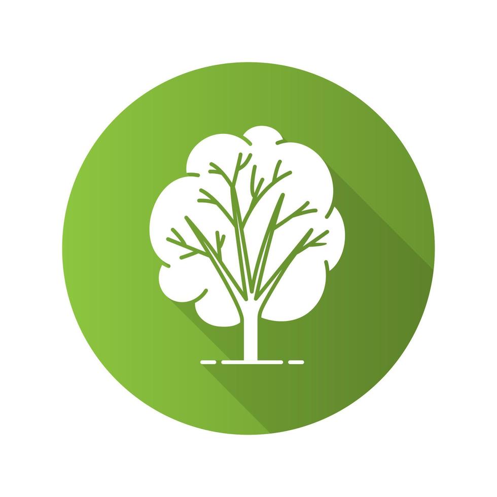 icono de glifo de larga sombra de diseño plano de árbol. ilustración de silueta de vector