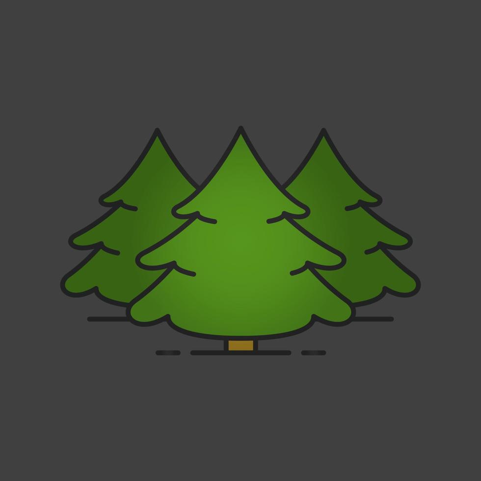 Fir forest color icon. Spruce. Christmas tree. Forestry. Isolated vector illustration