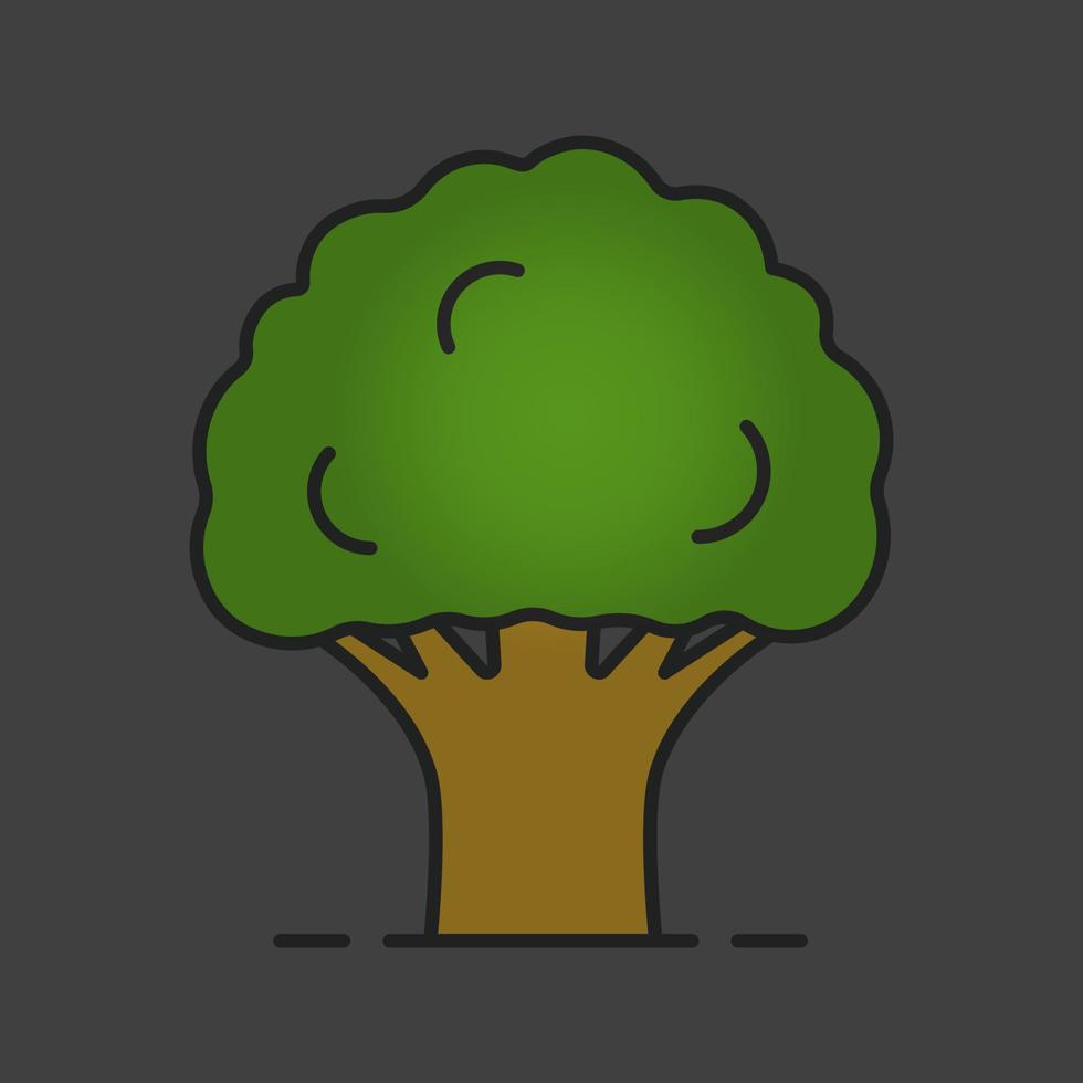 Oak tree color icon. Forestry. Forest tree. Isolated vector illustration