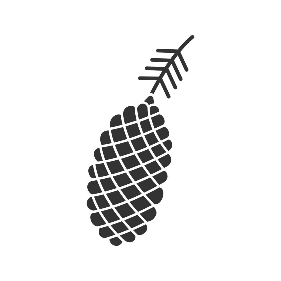 Pine cone glyph icon. Silhouette symbol. Negative space. Vector isolated illustration