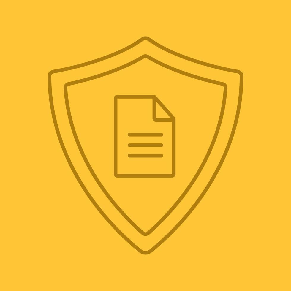 Personal document security linear icon. Protection shield with private document. Thin line outline symbols on color background. Vector illustration