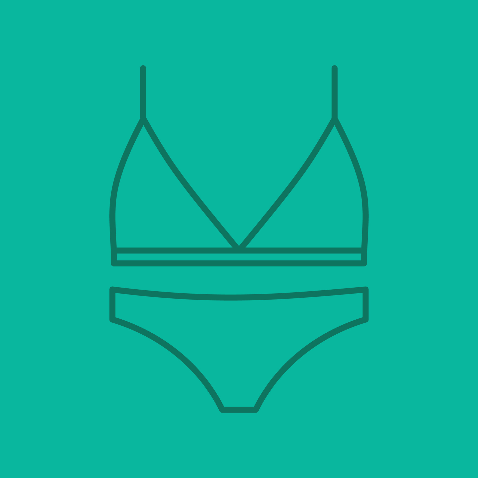 Women's underwear linear icon. Bra and panties. Swimwear. Thin