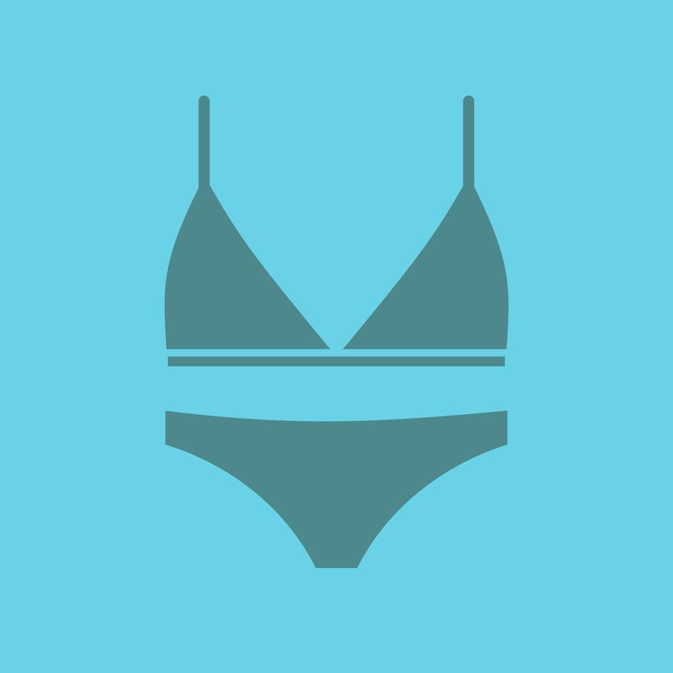 Women's underwear flat linear long shadow icon. Bra and panties