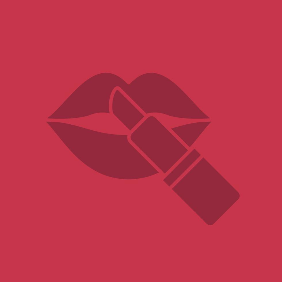 lápiz labial con icono de color de glifo de labios de mujer. símbolo de silueta. espacio negativo. vector ilustración aislada