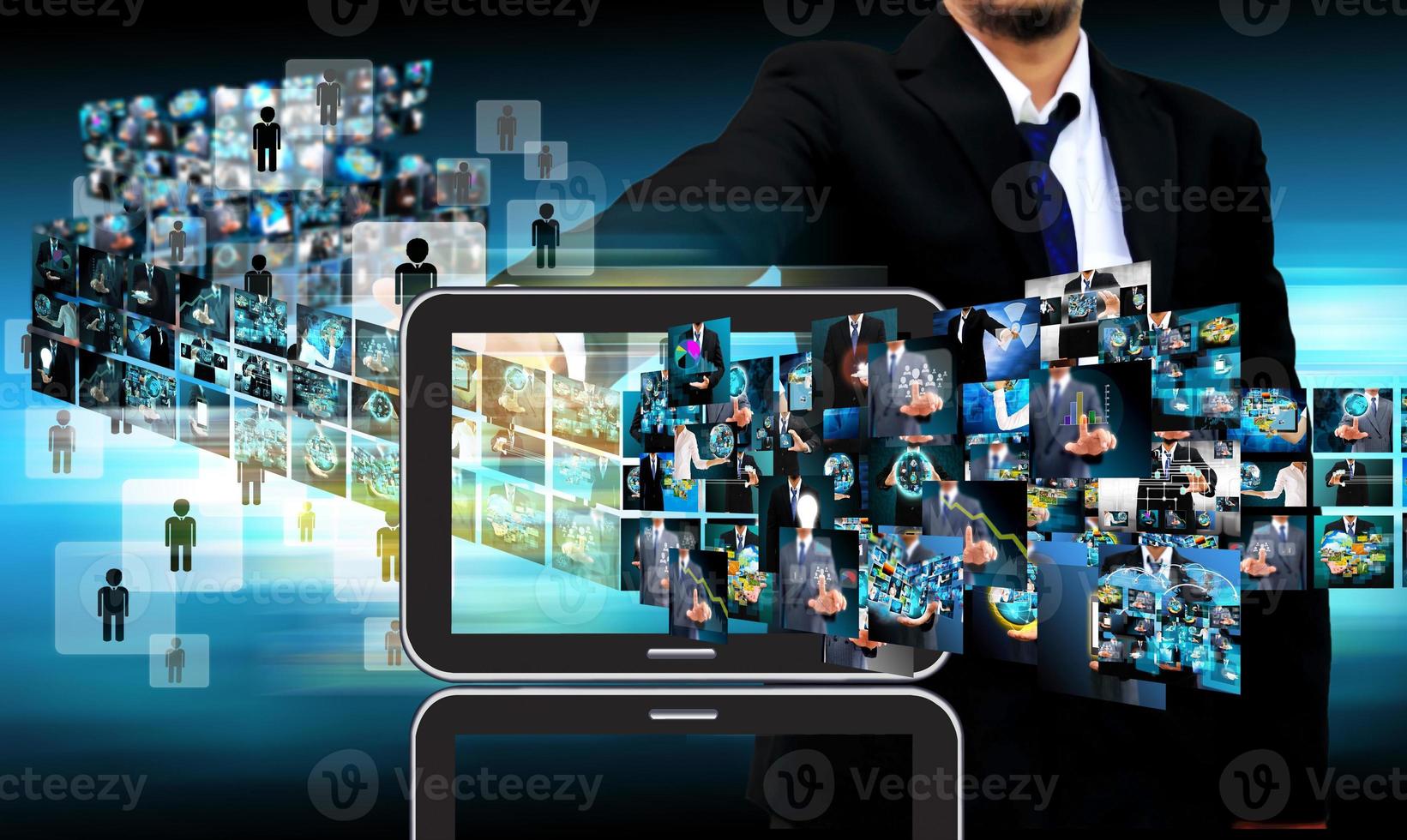 businessman Contact Television and internet production .technology and business concept photo