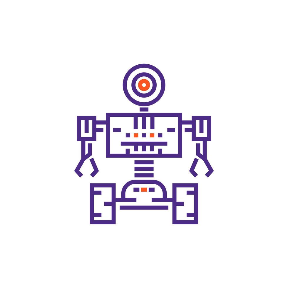 Robotics, robot in linear style vector