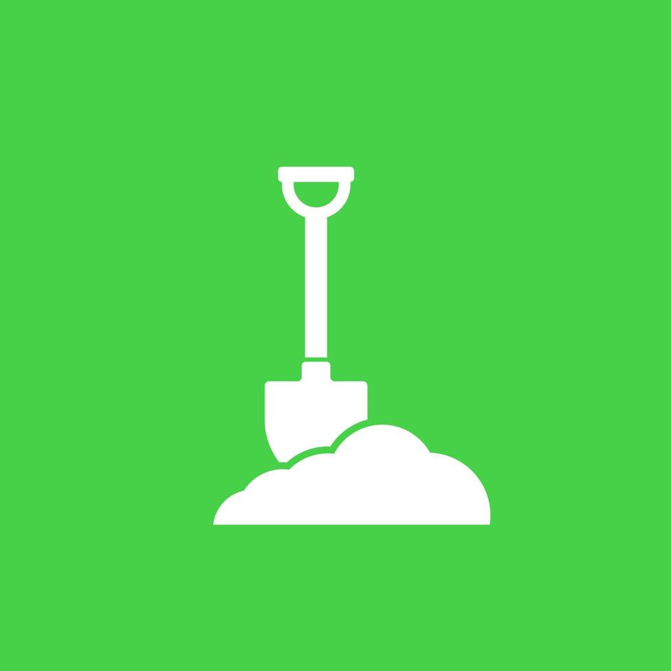 Shovel in dirt, vector icon